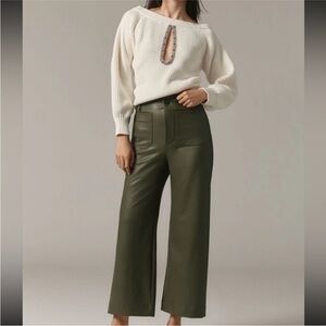 Maeve Anthropologie Olive Green Wide-Leg Pants